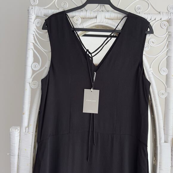 Everlane Dress Medium The Satin V Neck Maxi Minimalist Quiet Luxury Old Money - Picture 6 of 10